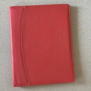 Padfolio Red Orange Buxton Leather Folder with Legal Pad and Pockets